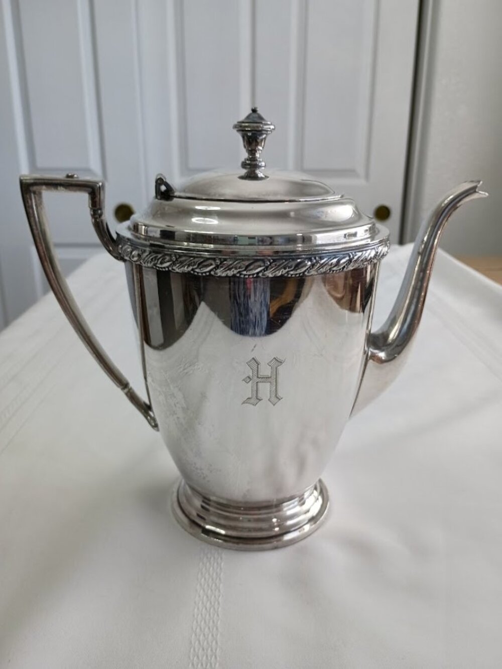 Vintage Silver-Plated Teapot with Hallmarks and Hinged Lid with Finial